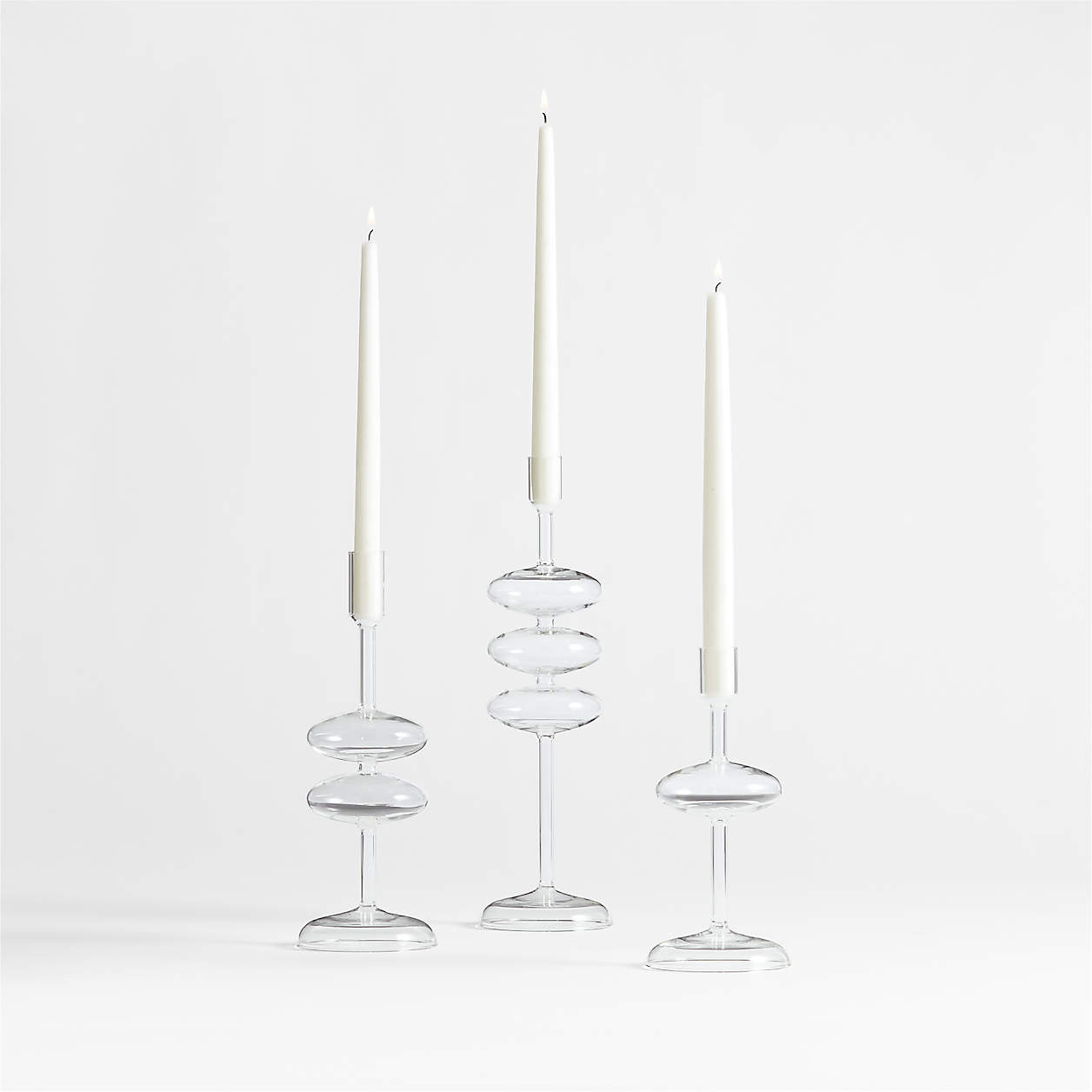 Venezia Small Clear Glass Taper Candle Holder + Reviews | Crate & Barrel | Crate & Barrel