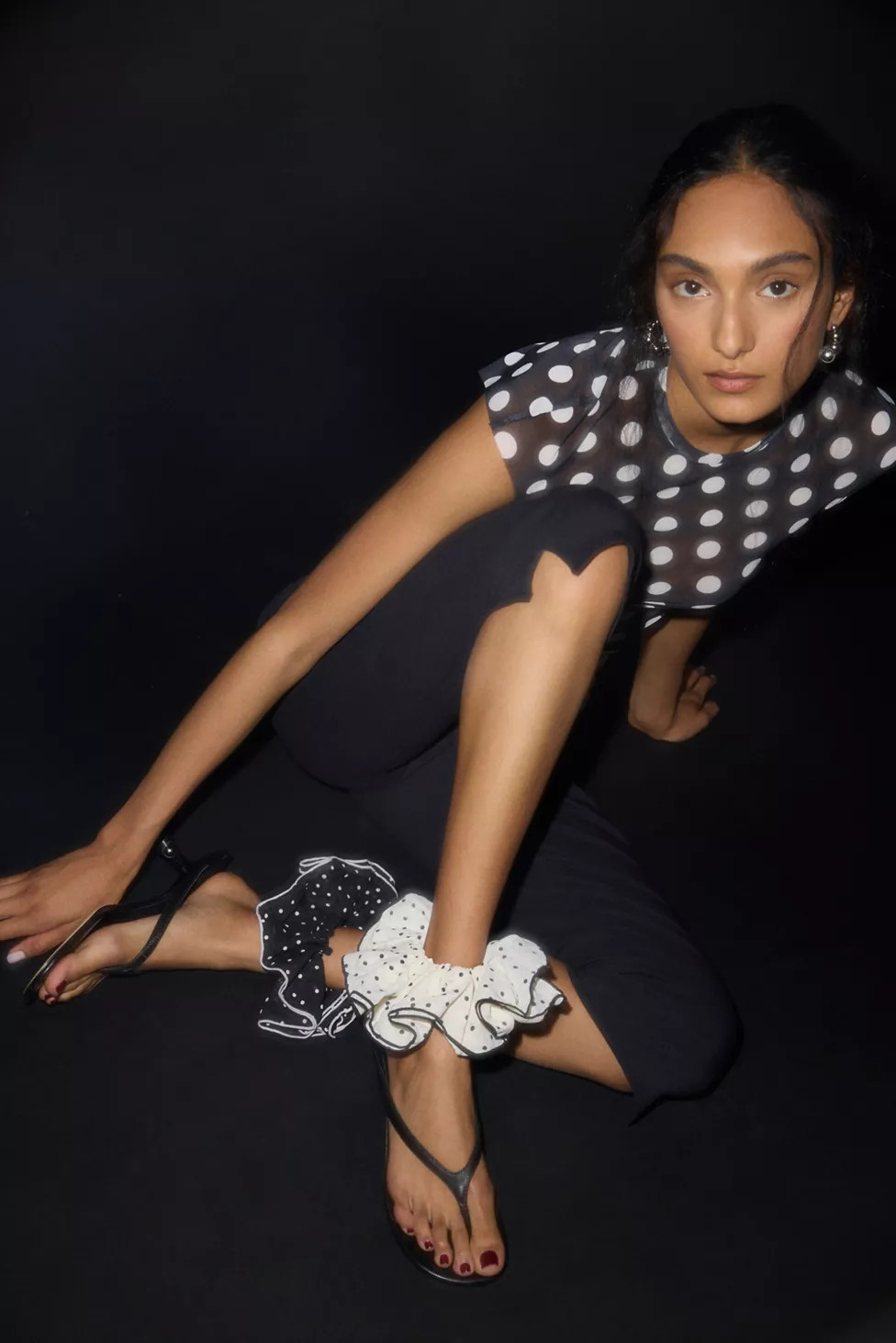 Ruffled Polka Dot Scrunchie | Urban Outfitters (US and RoW)