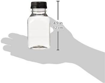 (12) 8 oz. Clear Food Grade Plastic Juice Bottles with Cap (12/Pack) (Black) | Amazon (US)