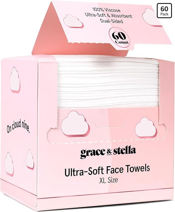 grace & stella Face Towels Disposable - Travel Essentials - Ultra-Soft & Absorbent Face Wipes Tow... | Amazon (US)