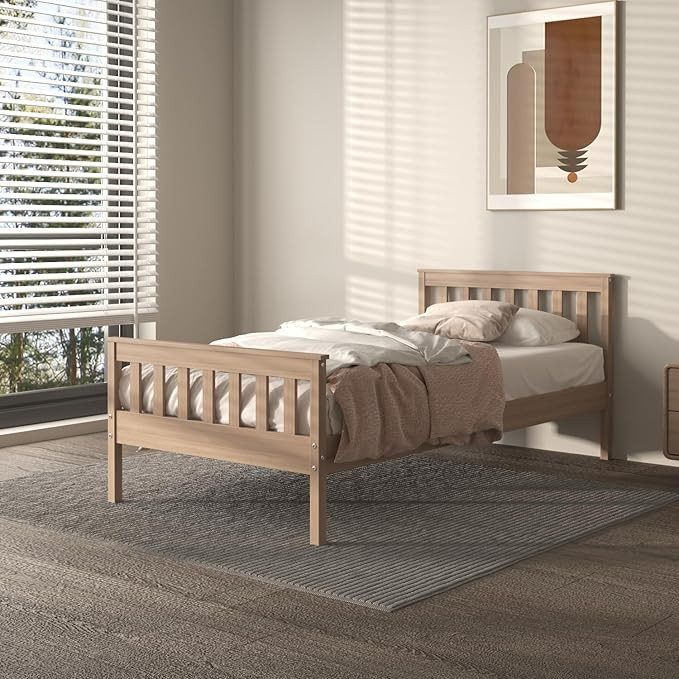 Urban Home Furniture Classic Shaker Style Farmhouse Rustic Solid Pine Platform Bed, Solid Wood Fo... | Amazon (US)