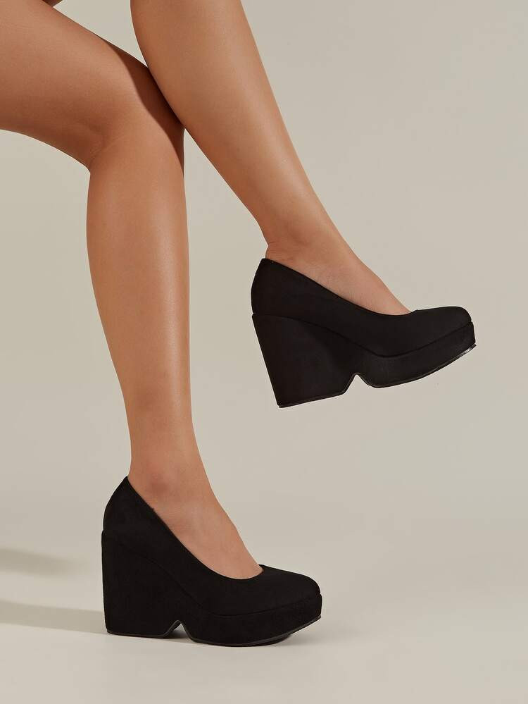 Faux Suede Wedge Court Shoes | SHEIN