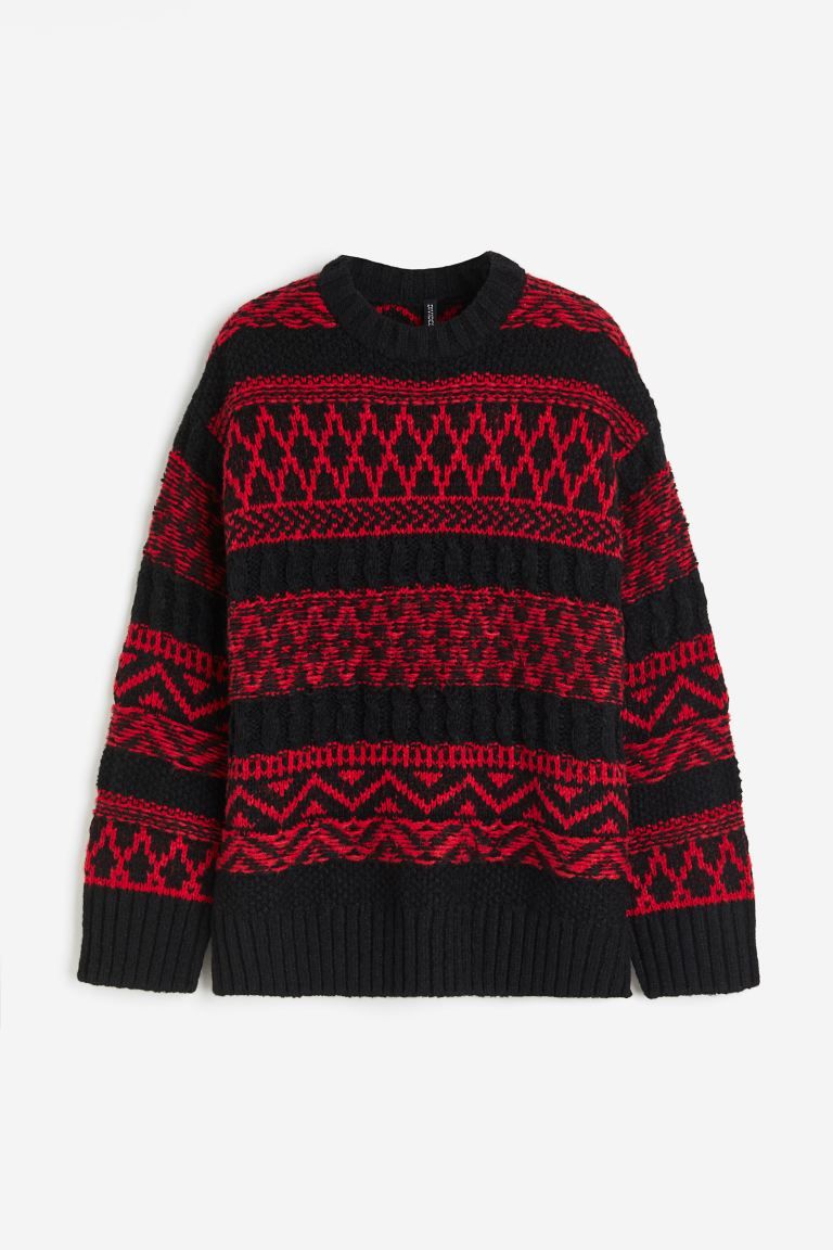 Oversized Sweater - Black/patterned - Ladies | H&M US | H&M (US + CA)