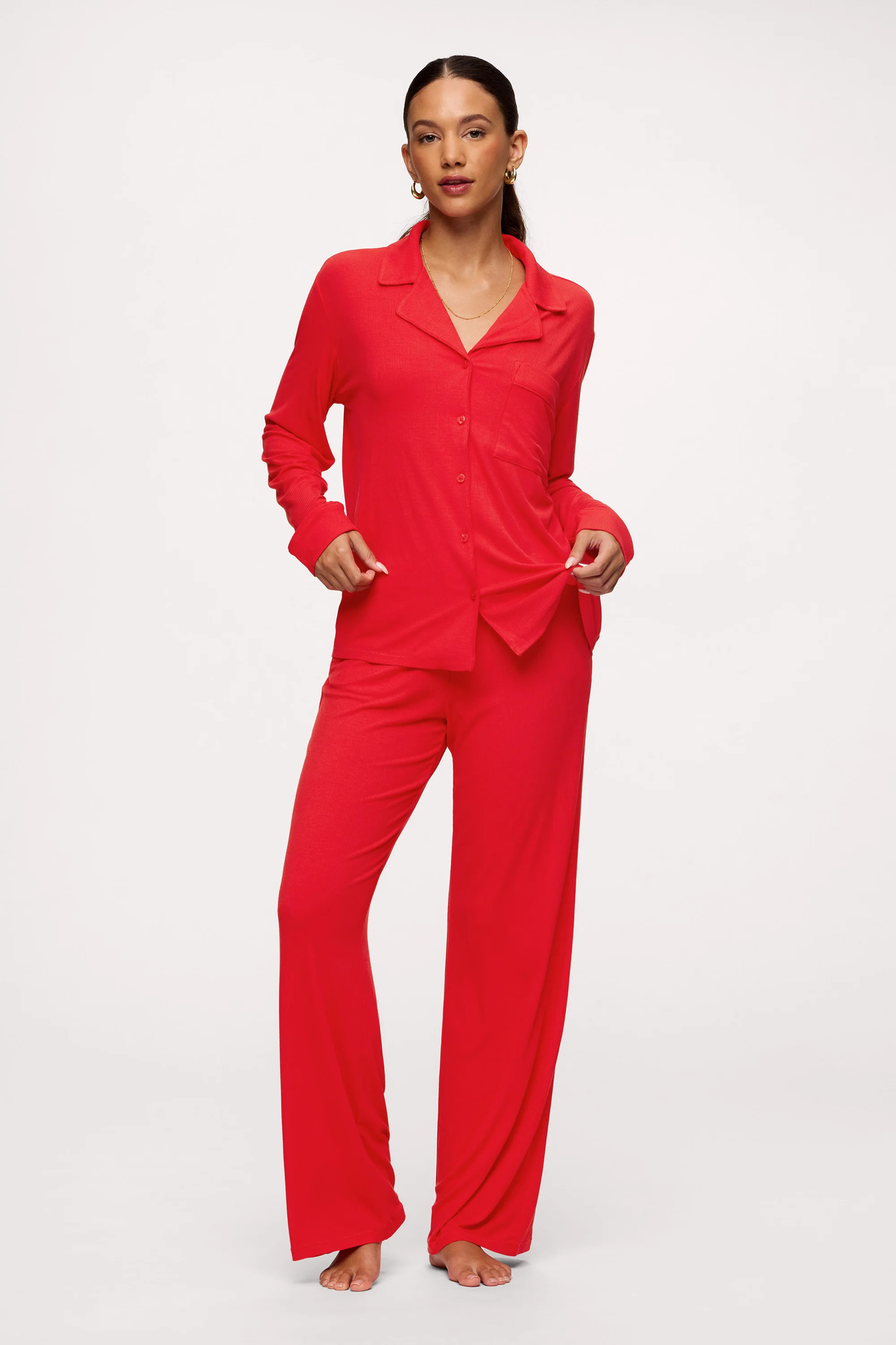 Button Front Pajama Set | Chili | nuuds