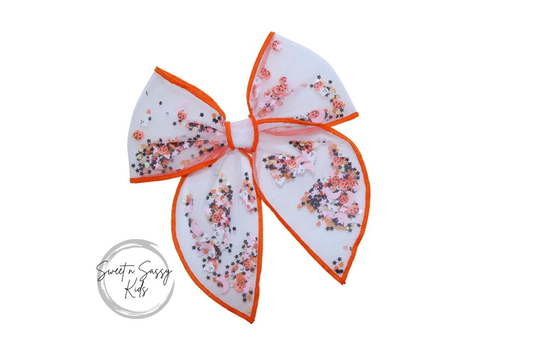 GLOW in the DARK, Spooky Confetti Shaker, Fable Hair Bow, Girls Bow, Serged Bow, Big Bow, Girls H... | Etsy (US)