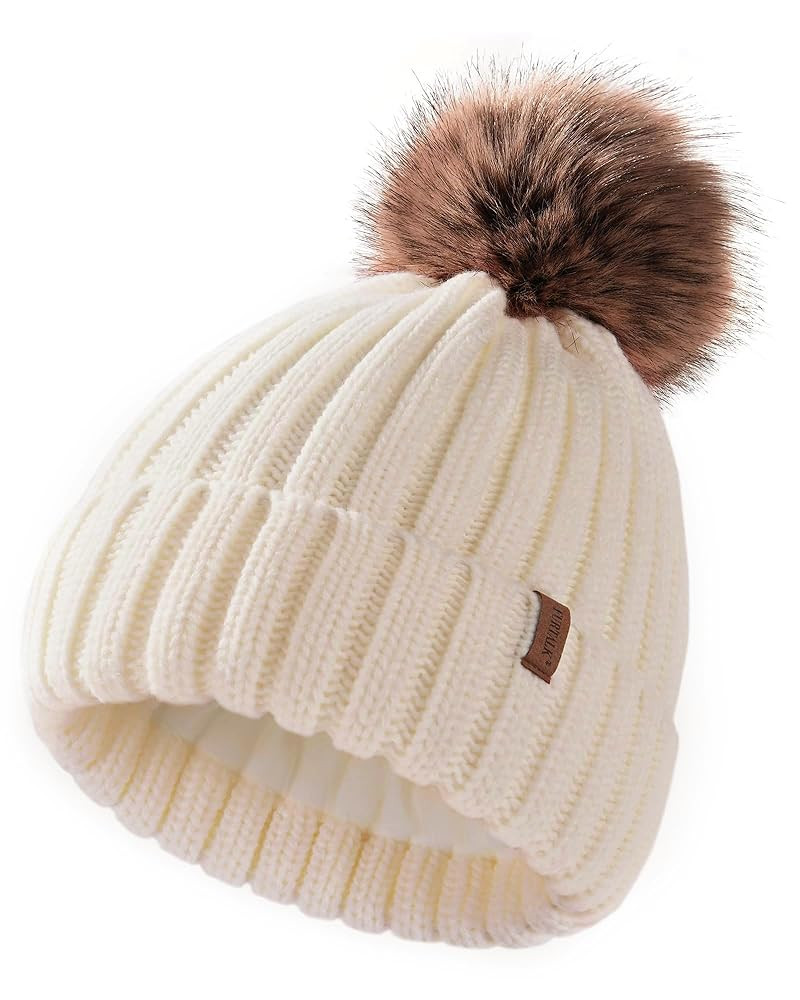 FURTALK Kids Winter Hat Toddler Knitted Beanie with Faux Fur Pom Poms for Baby Girls Boys | Amazon (US)