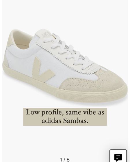Veja volley canvas sneaker. These are incredible. Lightweight and comfy. A bit roomy, but I’d say tts. Wide toe bed but not unflattering  

Wearing size 36



#LTKshoecrush