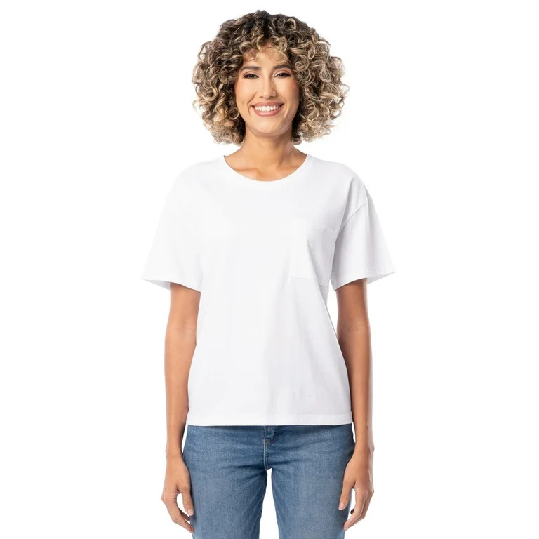 Time and Tru Women's Short Sleeve Boyfriend T-Shirt - Walmart.com | Walmart (US)