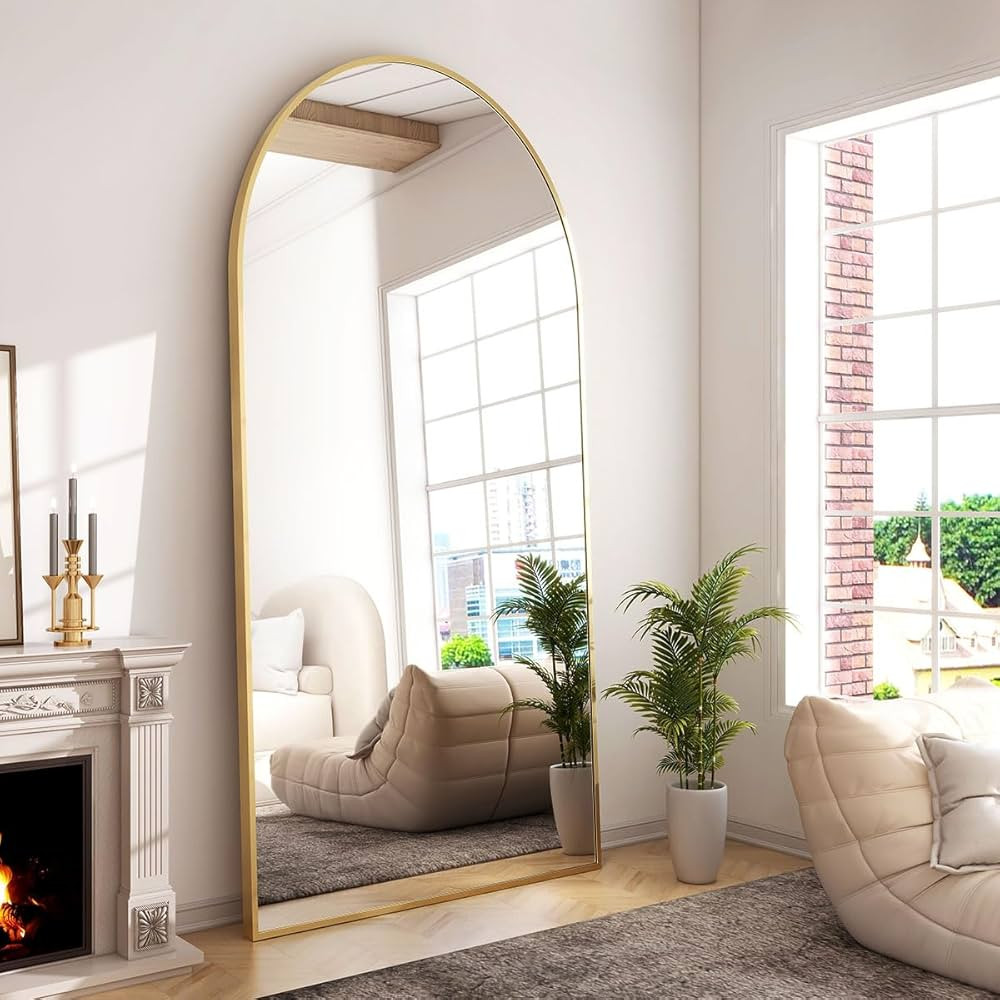 GLSLAND-34x76 inch Wall Mount Arched Full Length Mirror-Aluminum Alloy Frame High Definition-Full... | Amazon (US)