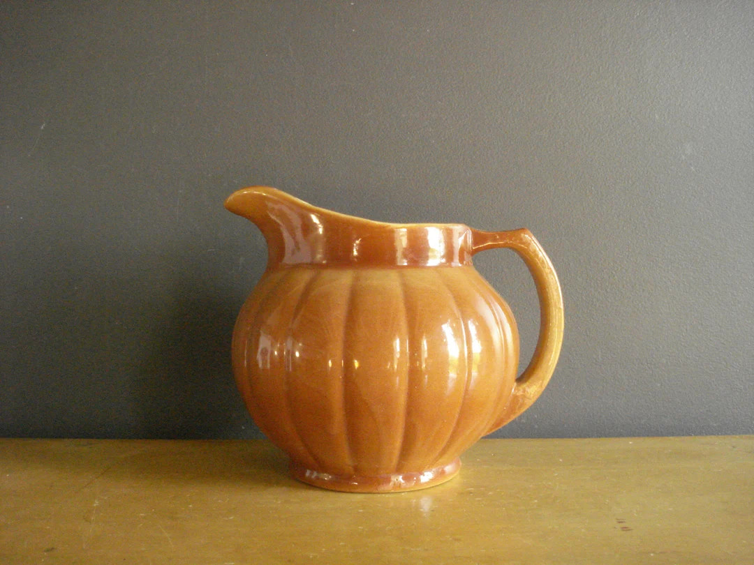 Pretty as a Pitcher Vintage Orange or Salmon Ribbed - Etsy | Etsy (US)