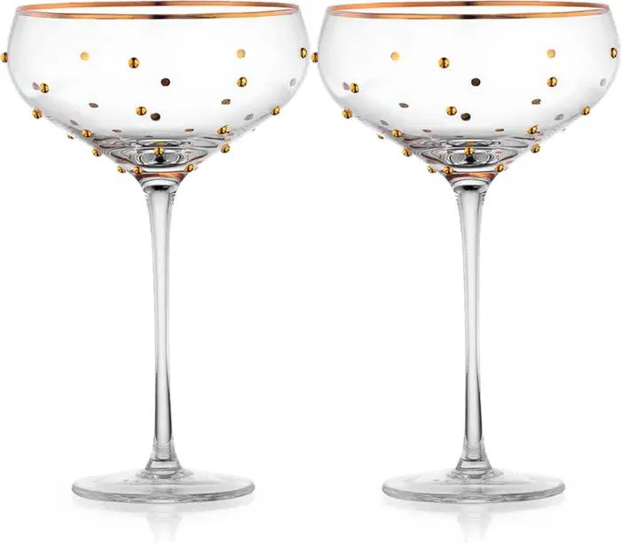 HOME ESSENTIALS AND BEYOND Gold Dots Coupe Cocktail Glass - Set of 2 | Nordstromrack | Nordstrom Rack