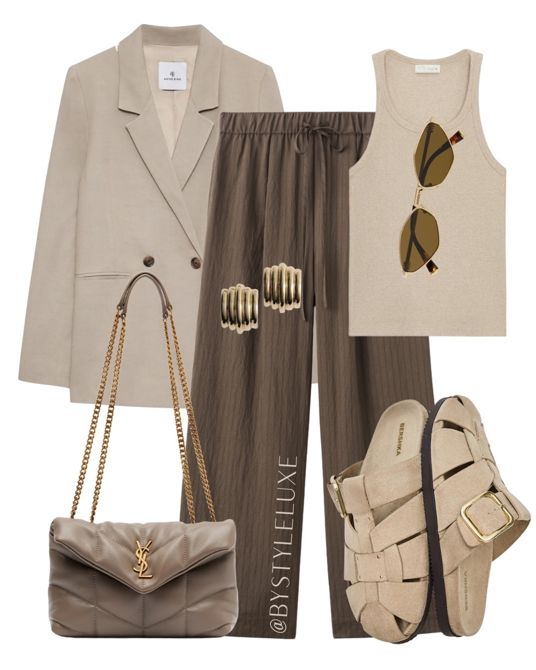 SOFT NEUTRALS - A relaxed drawstring brown trousers paired with a blazer to elevate the outfit. Love these suede cage sandals for a comfy yet stylist vibe 

#springoutfit #blazer #sandals 

#LTKeurope #LTKspring #LTKshoes