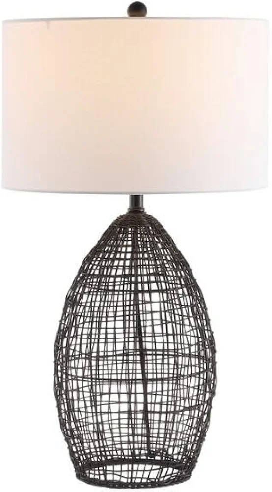 SAFAVIEH Lighting Collection Edren Modern Black Rattan 30-inch Table Lamp (LED Bulb Included) | Amazon (US)