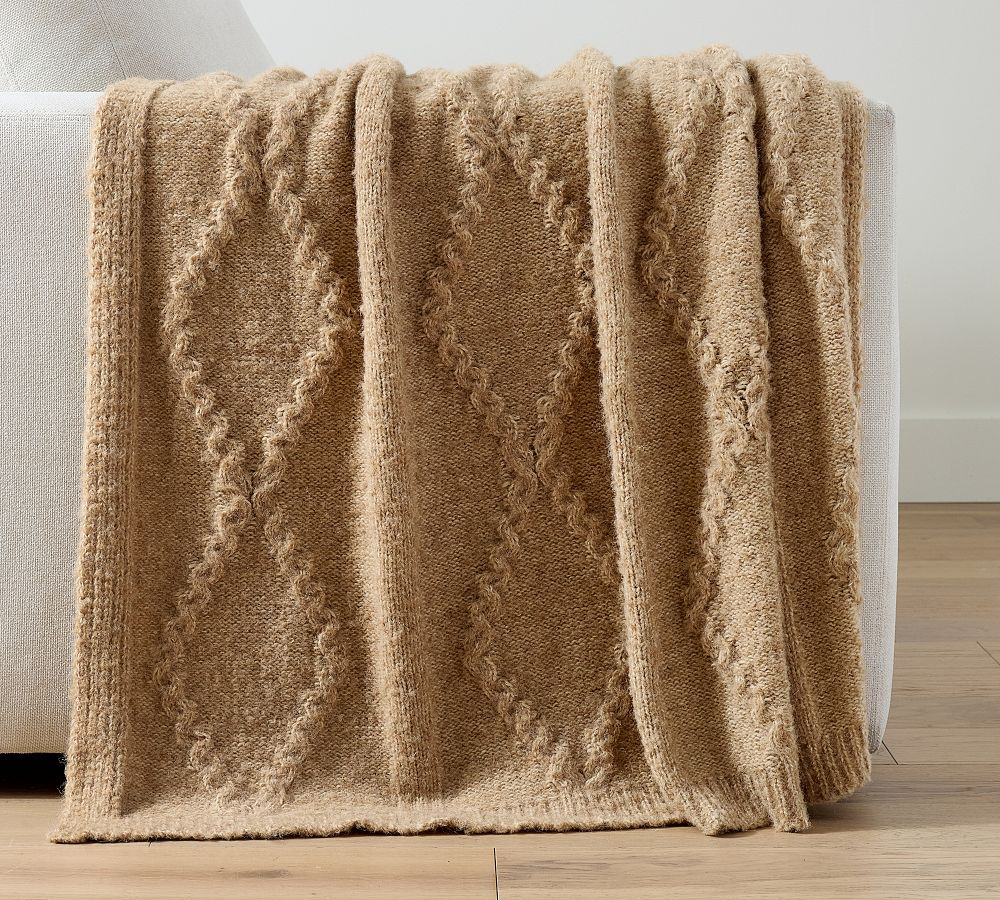 Diamond Cable Knit Throw | Pottery Barn (US)