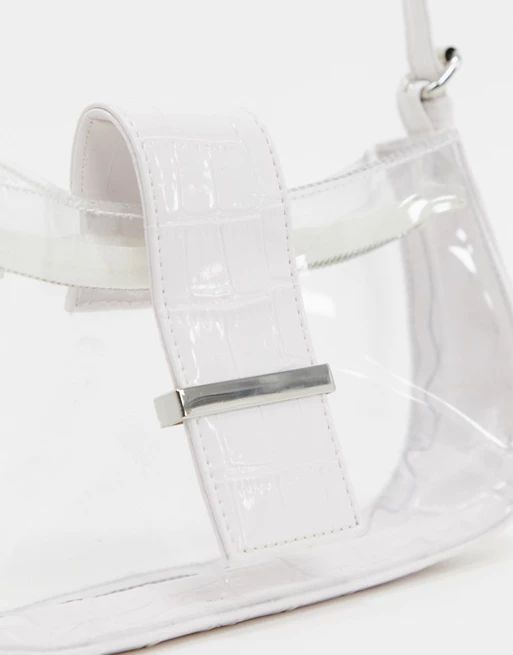 ASOS DESIGN clear 90s shoulder bag with white jumbo croc panels | ASOS (Global)