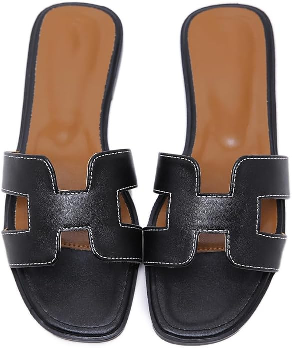 Stratuxx Kaze Womens Flat Sandals Flat Slide Sandals White,Black, Brown Flat Sandals Leopard | Amazon (US)