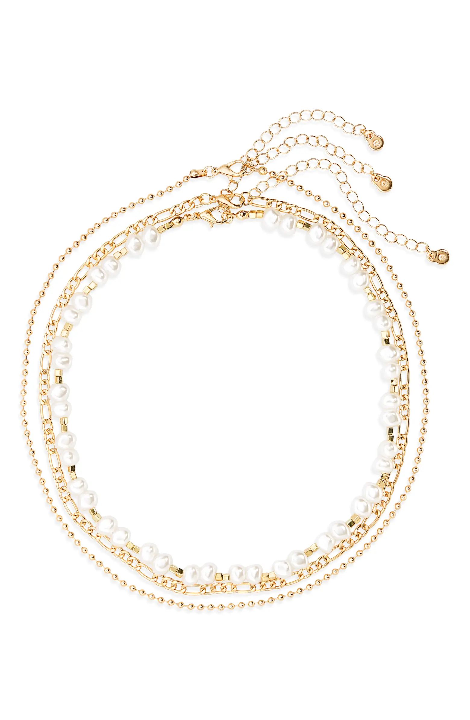 Set of 3 Chain and Imitation Pearl Necklaces | Nordstrom