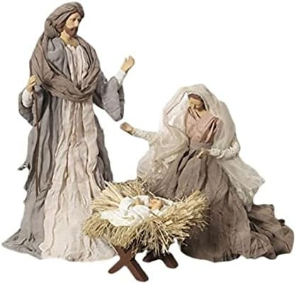 Large Holy Family Christmas Nativity Set, 3 Pieces, 17.5 Inch Tall, Fabric & Resin | Amazon (US)