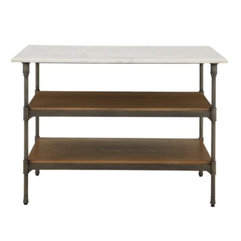 Parisian Open Shelf Kitchen Island Wood & Iron Base with Marble Top | Ballard Designs, Inc.