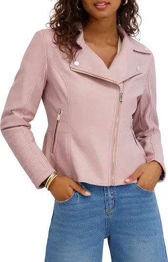Peplum Back Faux Lether Moto Jacket | Nordstrom