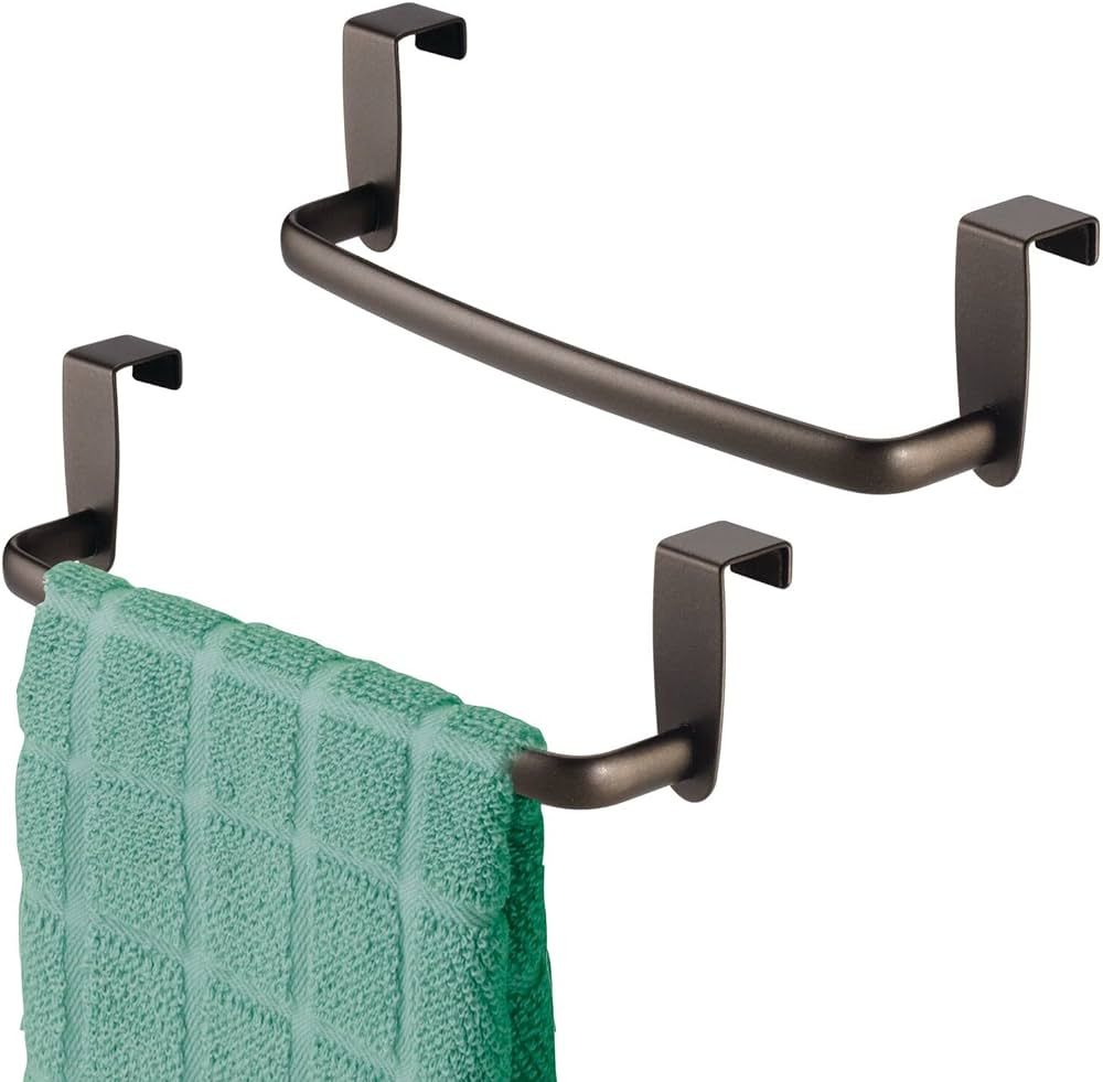 mDesign Steel Metal Wire Over Cabinet Towel Rack Storage Organizer - Hang on Cabinet or Door - To... | Amazon (US)