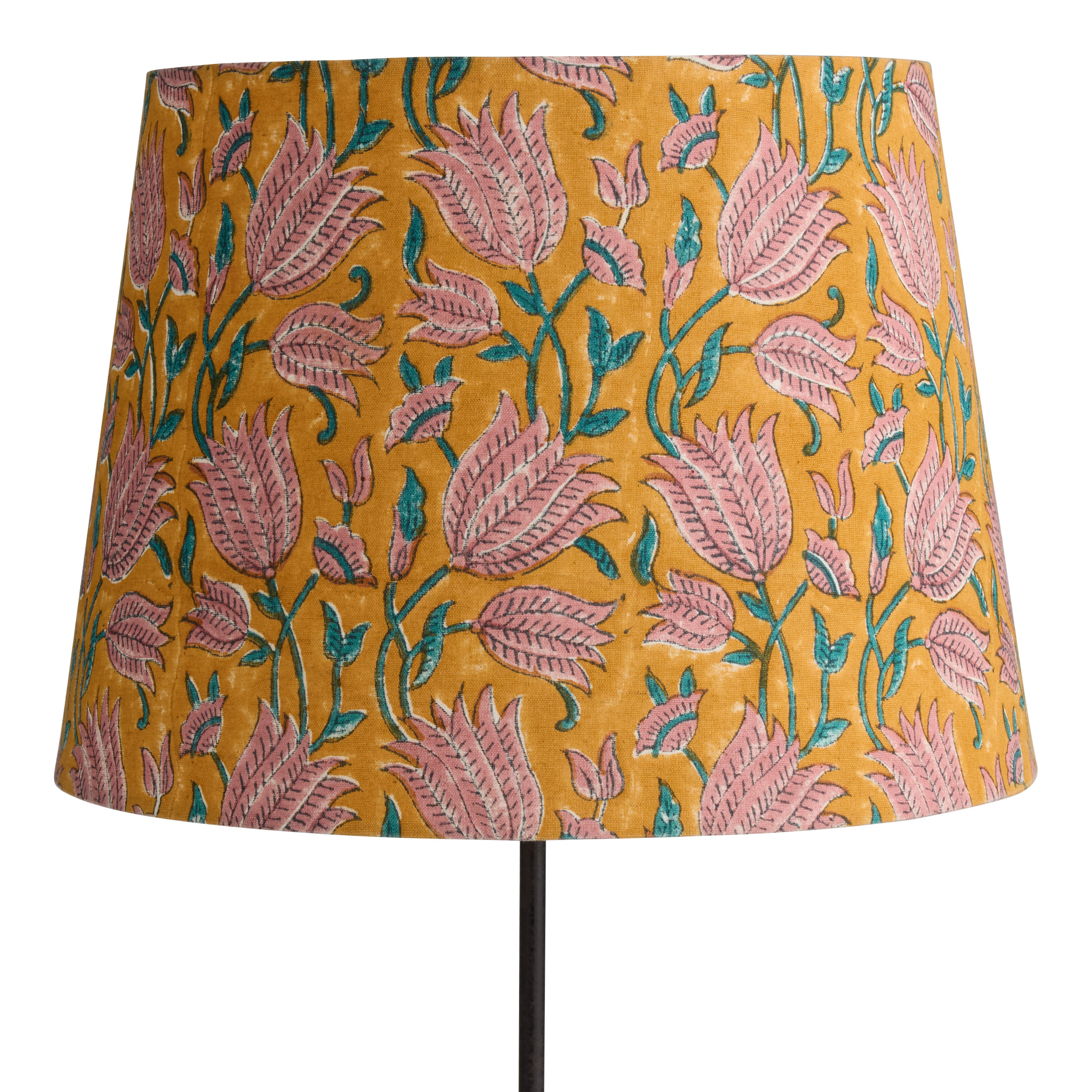 Pink and Persimmon Cotton Tulip Block Print Table Lamp Shade | World Market
