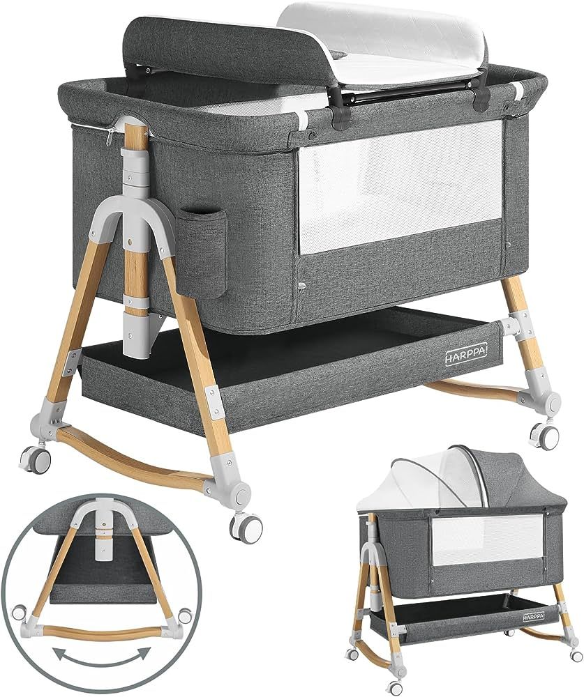 HARPPA 4 in1 Baby Bassinet, Rocking Bassinets Bedside Sleeper (Diaper Changing Table + Mosquito N... | Amazon (US)