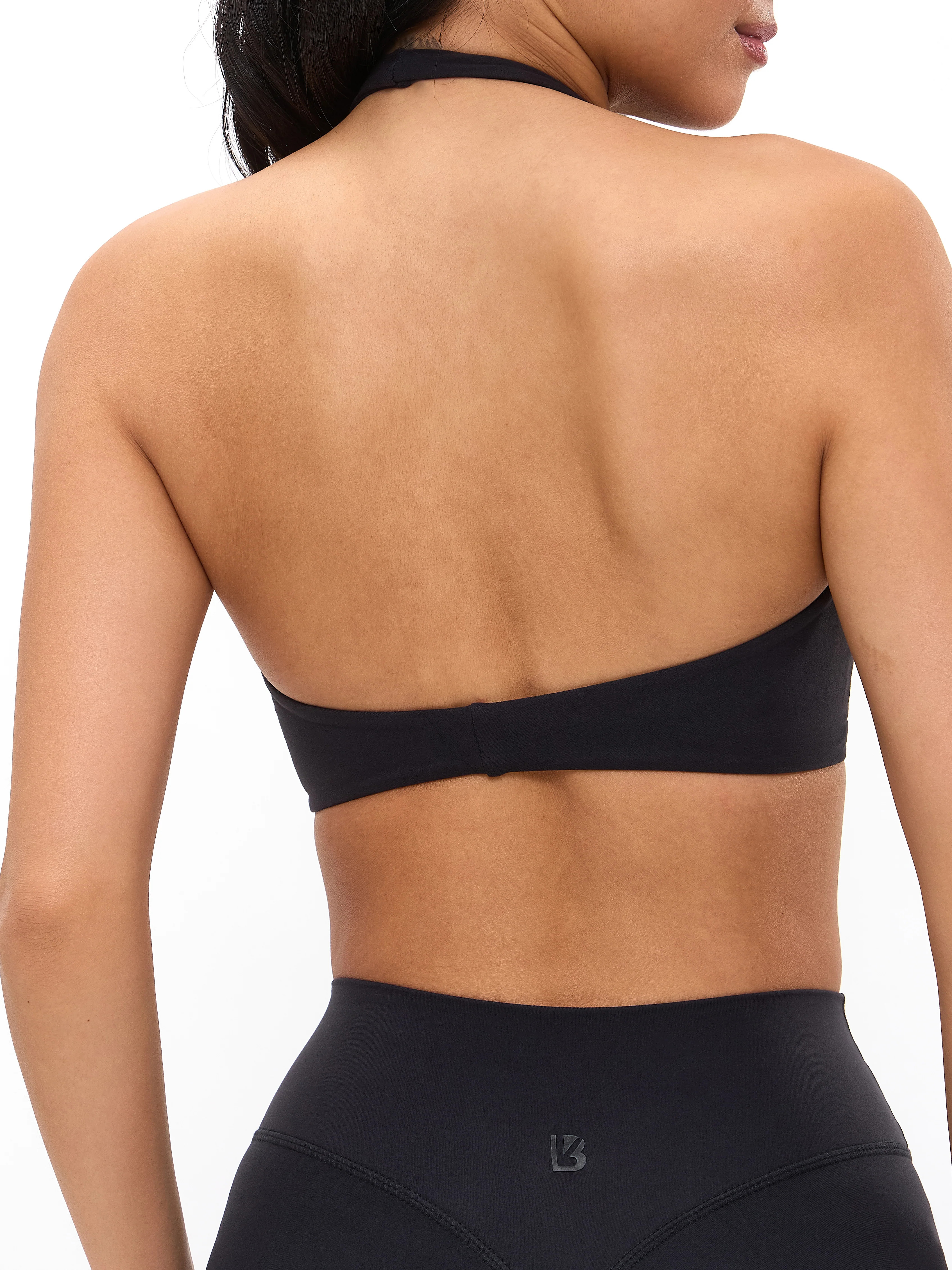 Poshknit Twist Halter Sports Bra - Onyx Black | Buffbunny