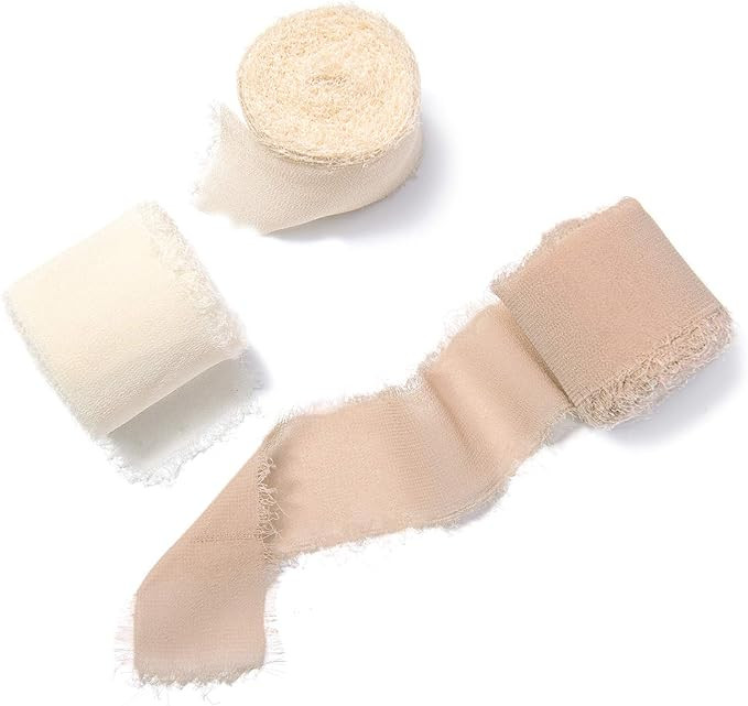 Ling's moment Handmade 1.5" Chiffon Silk-Like Ribbon Frayed Edges Ribbon for Wedding Flatlays Inv... | Amazon (US)