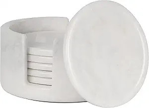 RADICALn Coaster Set Cup Pad 3.5 Inches Handmade Marble White Round Coasters Set for Mug Glass Dr... | Amazon (US)