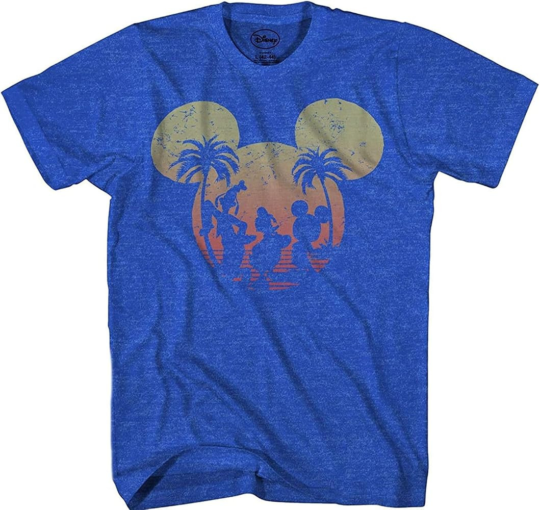 Disney Mickey Mouse Donald Duck Goofy Sunset Adult Mens Graphic T-Shirt | Amazon (US)