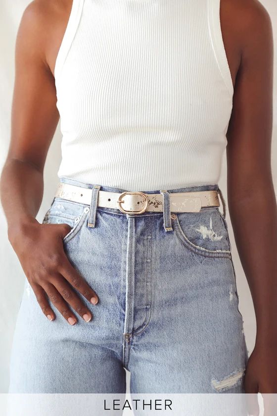 Luxurious Living Ivory and Gold Leather Belt | Lulus (US)