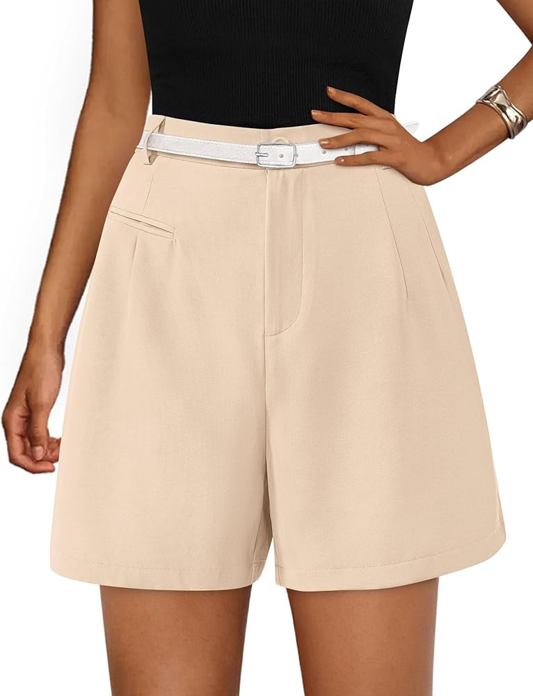 PRETTYGARDEN Shorts for Women Dressy 2026 Summer Elastic High Waisted Wide Leg Business Casual Wo... | Amazon (US)
