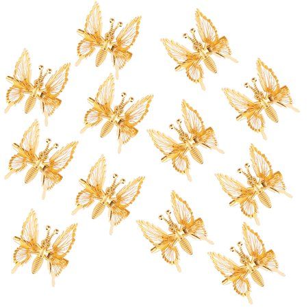 12 Pieces 3D Butterfly Hair Clips Gold Metal Moving Butterfly Hair Barrettes Hair Clamps Pins Claw C | Walmart (US)