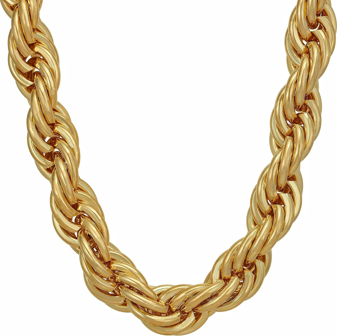 LIFETIME JEWELRY 10mm Rope Chain Necklace 24k Real Gold Plated for Women and Men | Amazon (US)