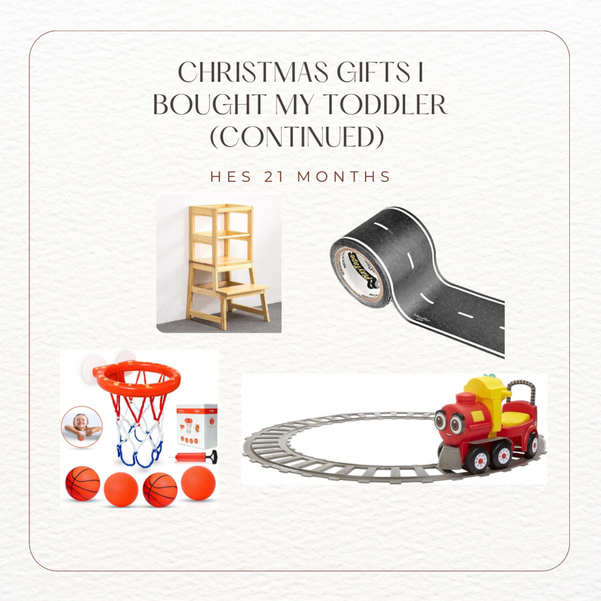 The road tape is so cool! It makes a road in the floor for him to use his cars and trucks on! He’s going to love it. & it’s hard to tell but the step2 train is a ride on toy! 

#LTKGiftGuide #LTKkids #LTKHoliday