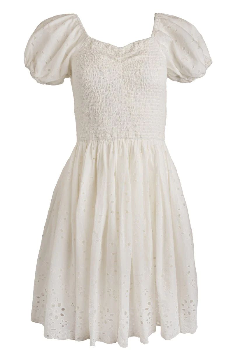 Marigold Dress in White Eyelet | Ivy City Co