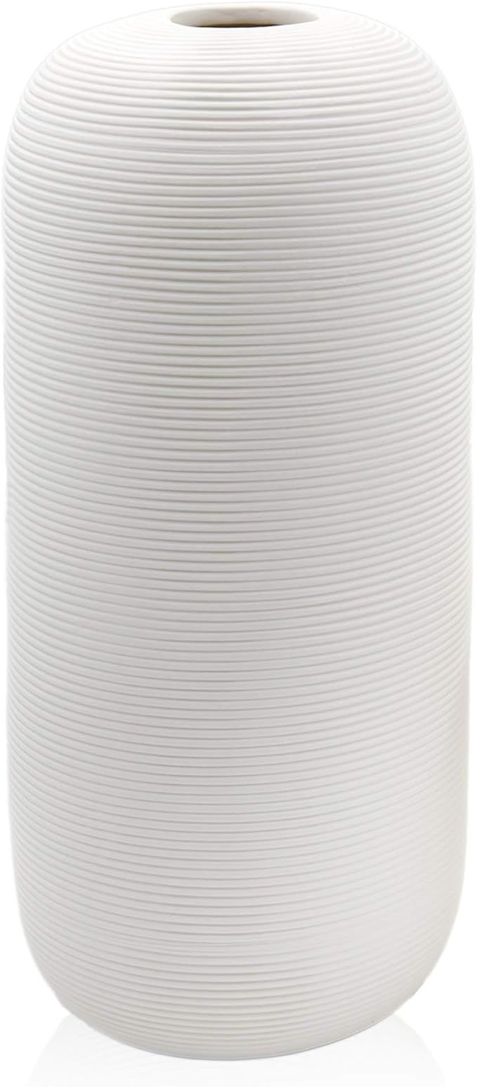 Samawi 10" White ceramic vase for decor Modern white vases for flower Home decor | Amazon (CA)