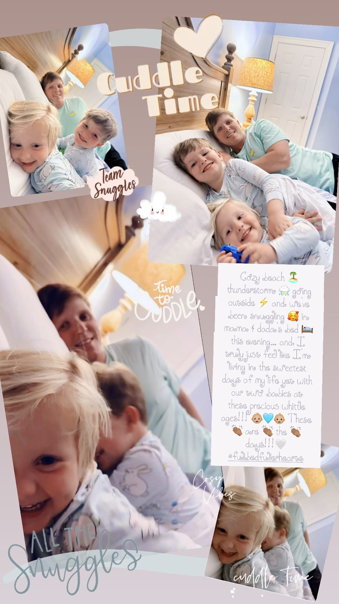 Cozy beach 🏝️ thunderstorm ⛈️ going outside ⚡️ and we’ve been snuggling 🥰 in mama & dada’s bed 🛌 this evening… and I truly just feel like I’m living in the sweetest days of my life yet with our two babies at these precious whittle ages!!! 👶🏼🩵👶🏼 These 👏🏽 are 👏🏽 the 👏🏽 days!!!🤍
#fullbedfullerhearts
