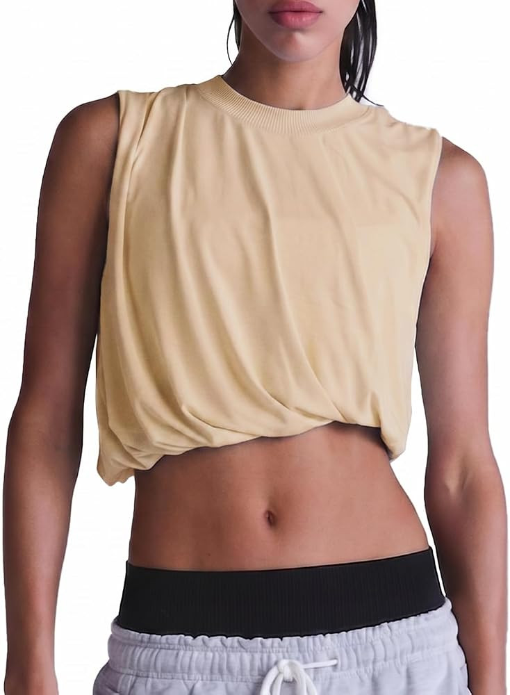 Womens Workout Tank Tops Running Tank Tops Summer Loose Twist Tank Tops Athletic Gym Crop Sleevel... | Amazon (US)