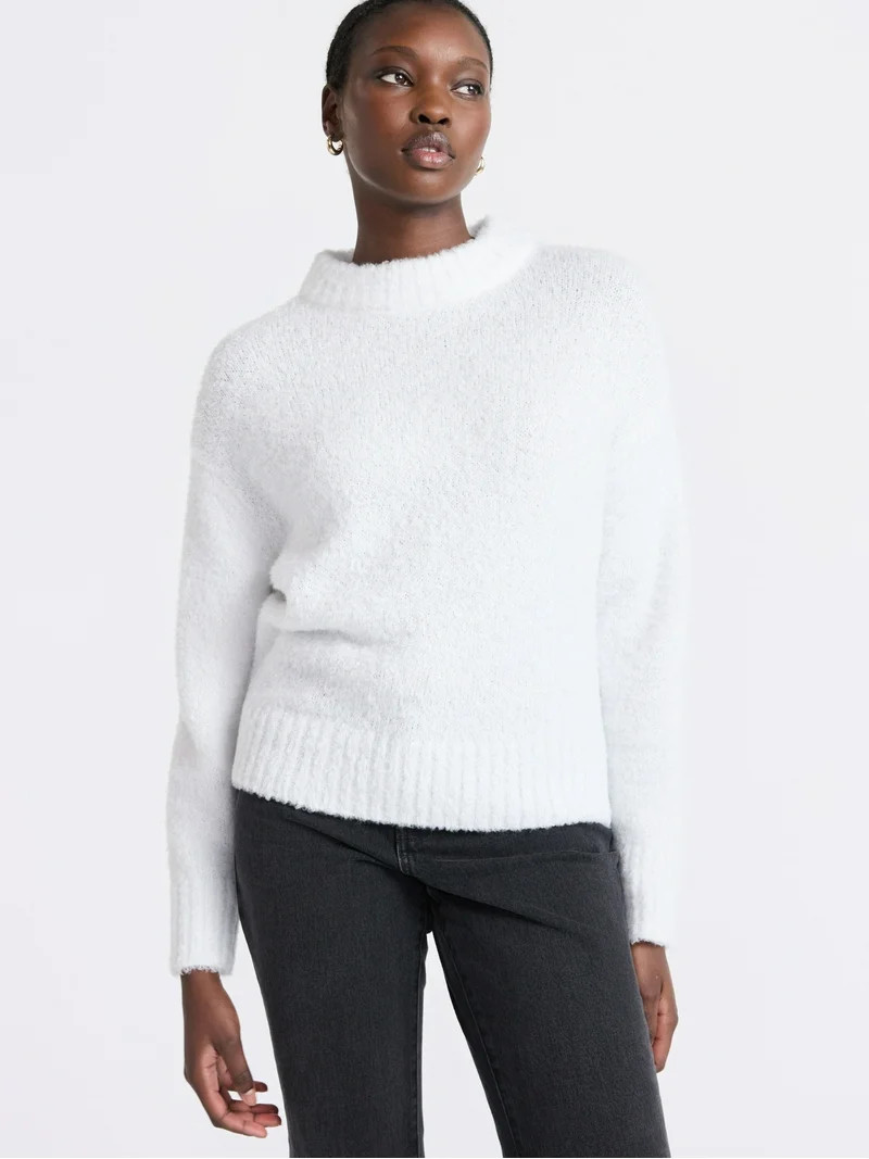 Free Assembly Women's Mock Neck Wedge Sweater with Long Sleeves, Sizes XS-XXL | Walmart (US)