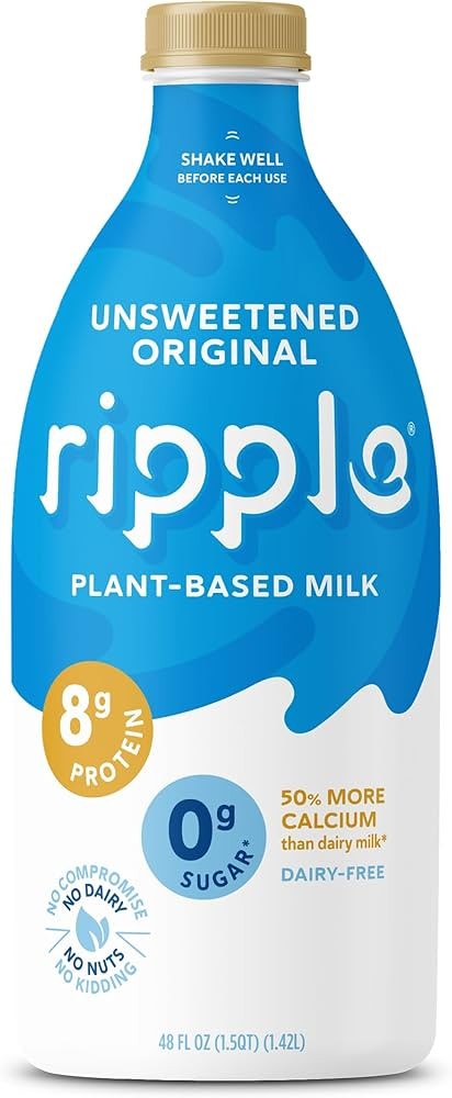 Ripple Unsweetened Original Plant Based Milk | 8g of Quality Sourced Pea Protein, Calcium Rich | ... | Amazon (US)