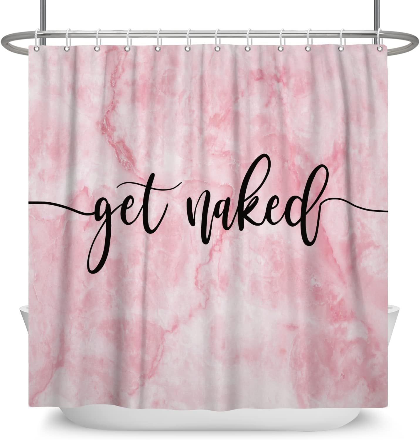 LFEEY Funny Cute Get Naked Shower Curtain for Girls Dorm Bathroom Decor Black Font Quote on Paste... | Amazon (US)
