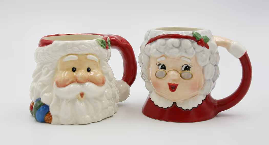 Fine Ceramic Christmas Holidays Mr. & Mrs. Santa Claus Mugs Set of 2 (2 Pieces Set), 5-3/4' L, Wh... | Amazon (US)