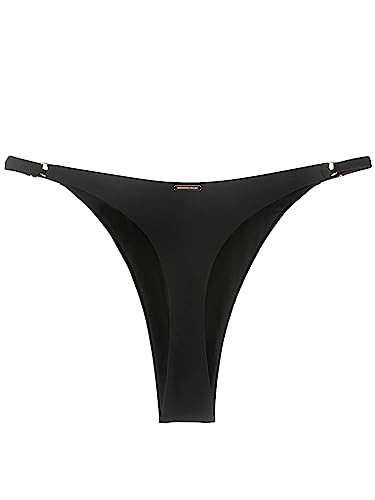 RELLECIGA Women's Black Adjustable High Cut Thong Bikini Bottom Size XX-Large | Amazon (US)