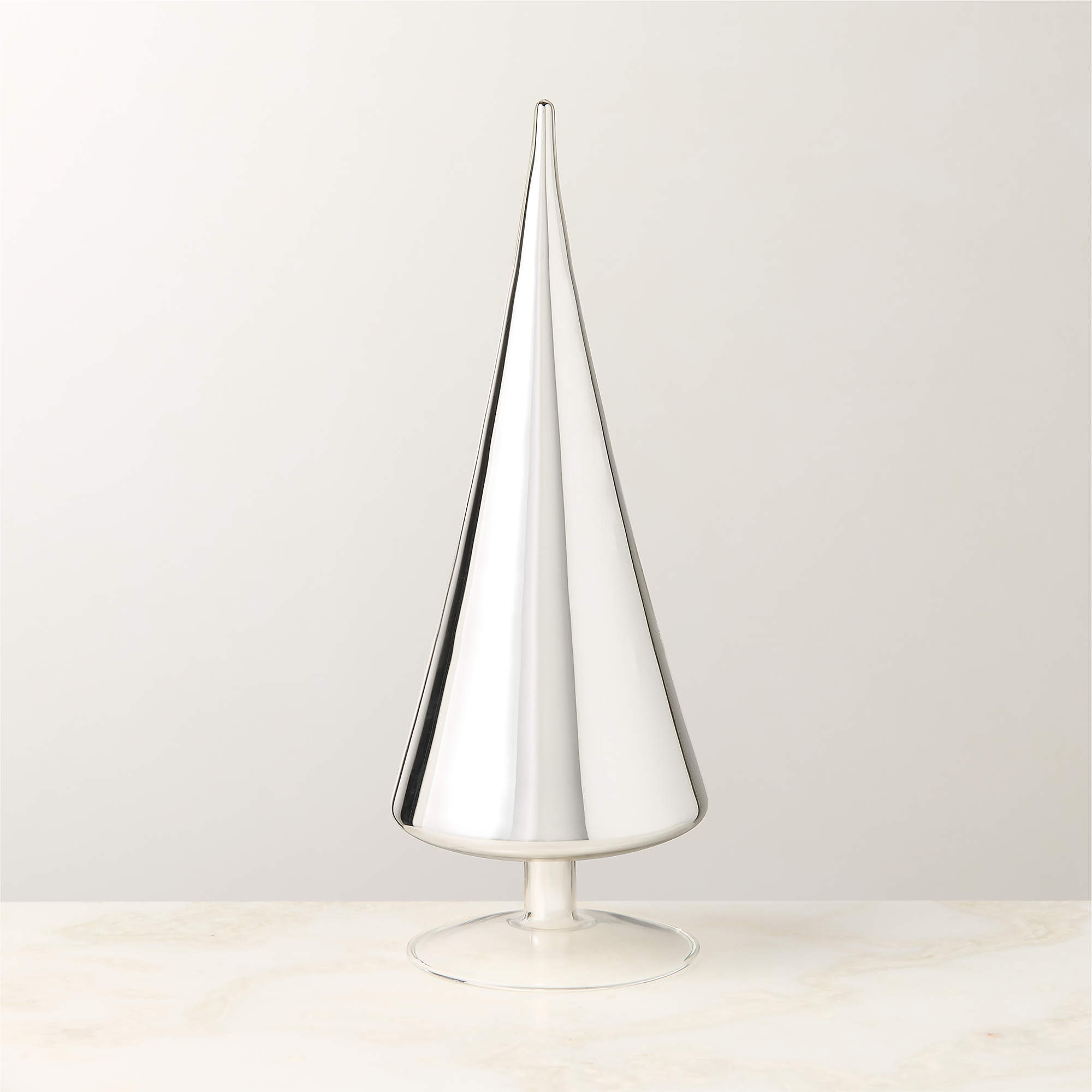 Paz Silver Glass Christmas Tree Figure 11.5" + Reviews | CB2 | CB2