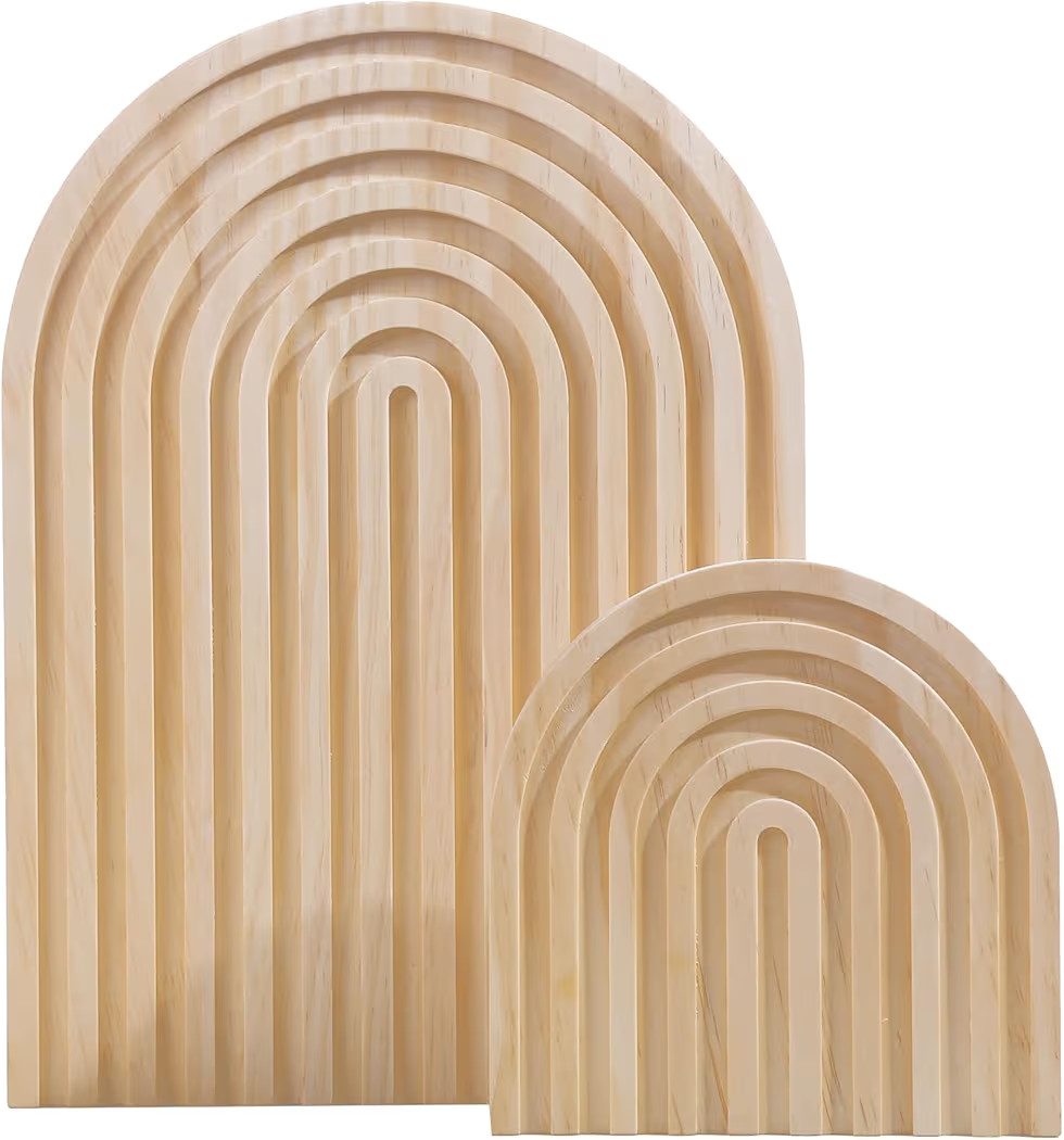 2Pcs Wooden Rainbow Arch Decor Set - Boho Chic Aesthetic Shelf & Serving Board - Ideal for Living... | Amazon (US)