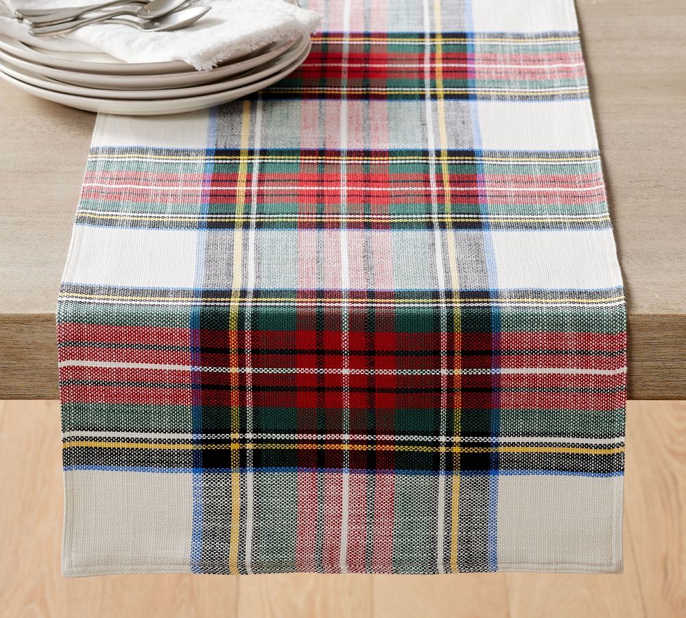 Stewart Plaid Cotton Table Runner - Red Plaid | Pottery Barn (US)