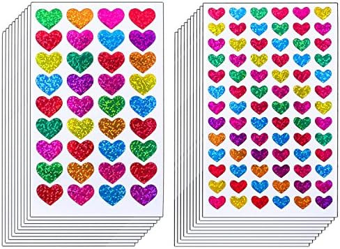Ruisita 60 Sheets Glitter Heart Stickers Valentine's Day Love Decorative Sticker for Scrapbooking or | Amazon (US)