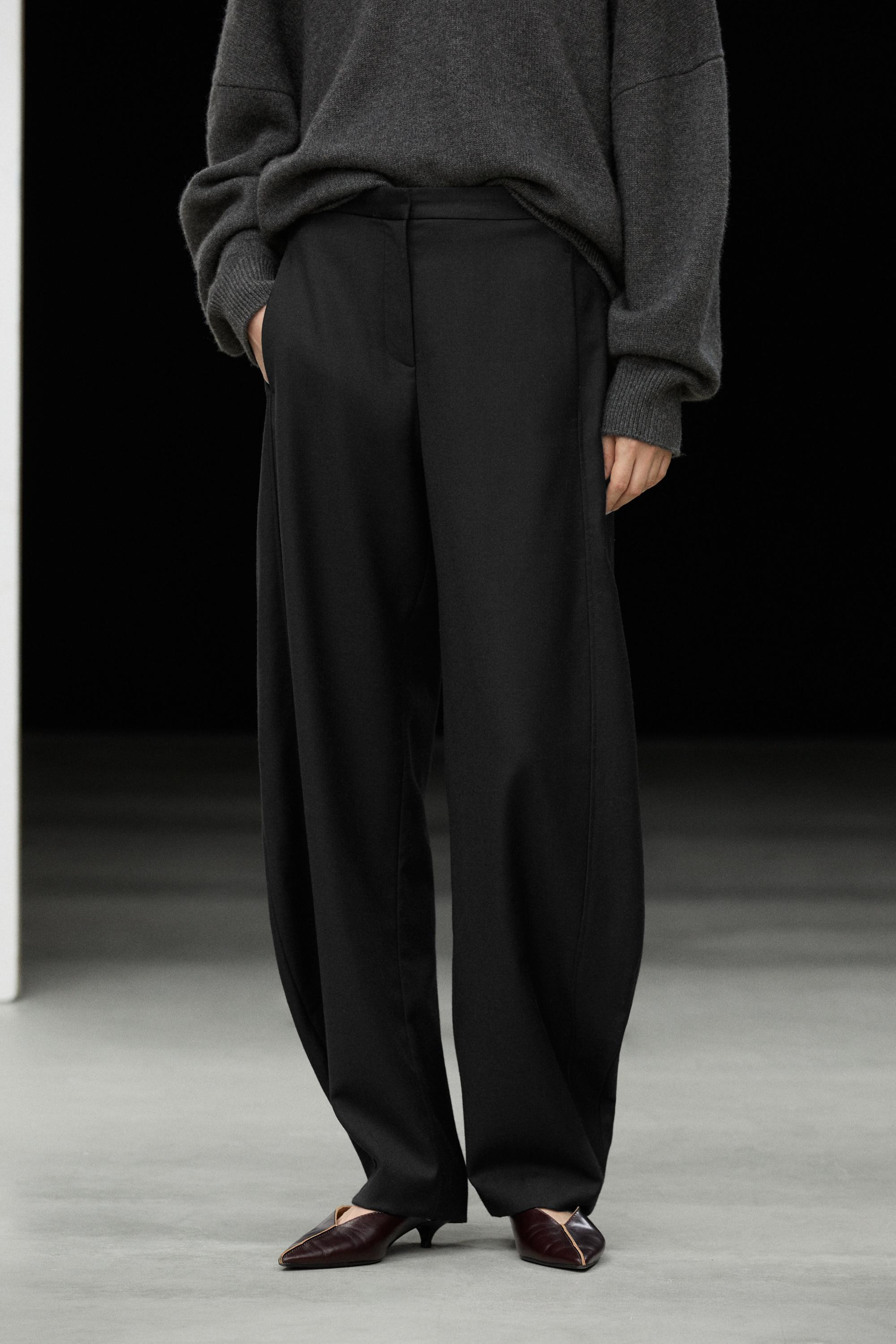 Flannel barrel fit pants | Massimo Dutti US